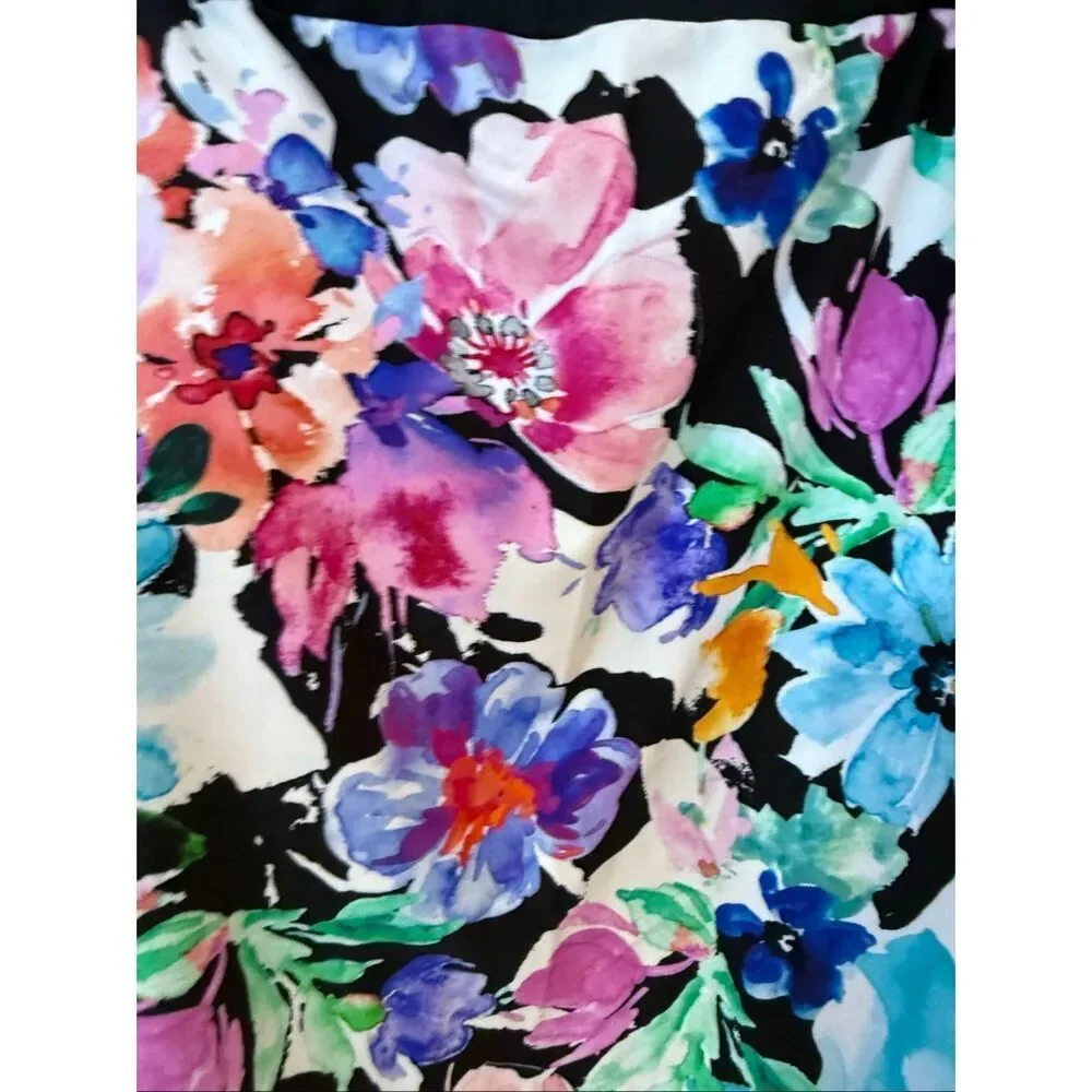 Maxine Of Hollywood One Piece Swim Dress Swimsuit Floral Multicolor Size 12